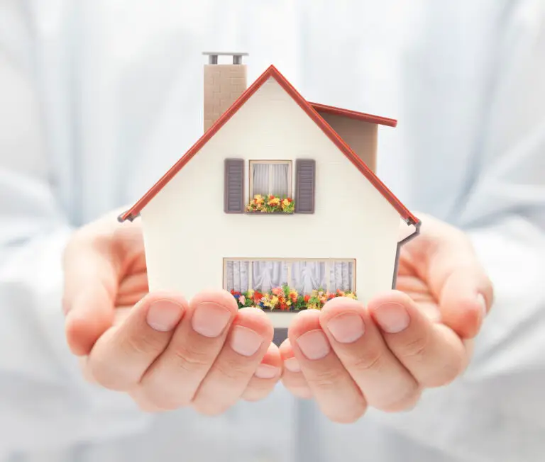 Small toy house in hands