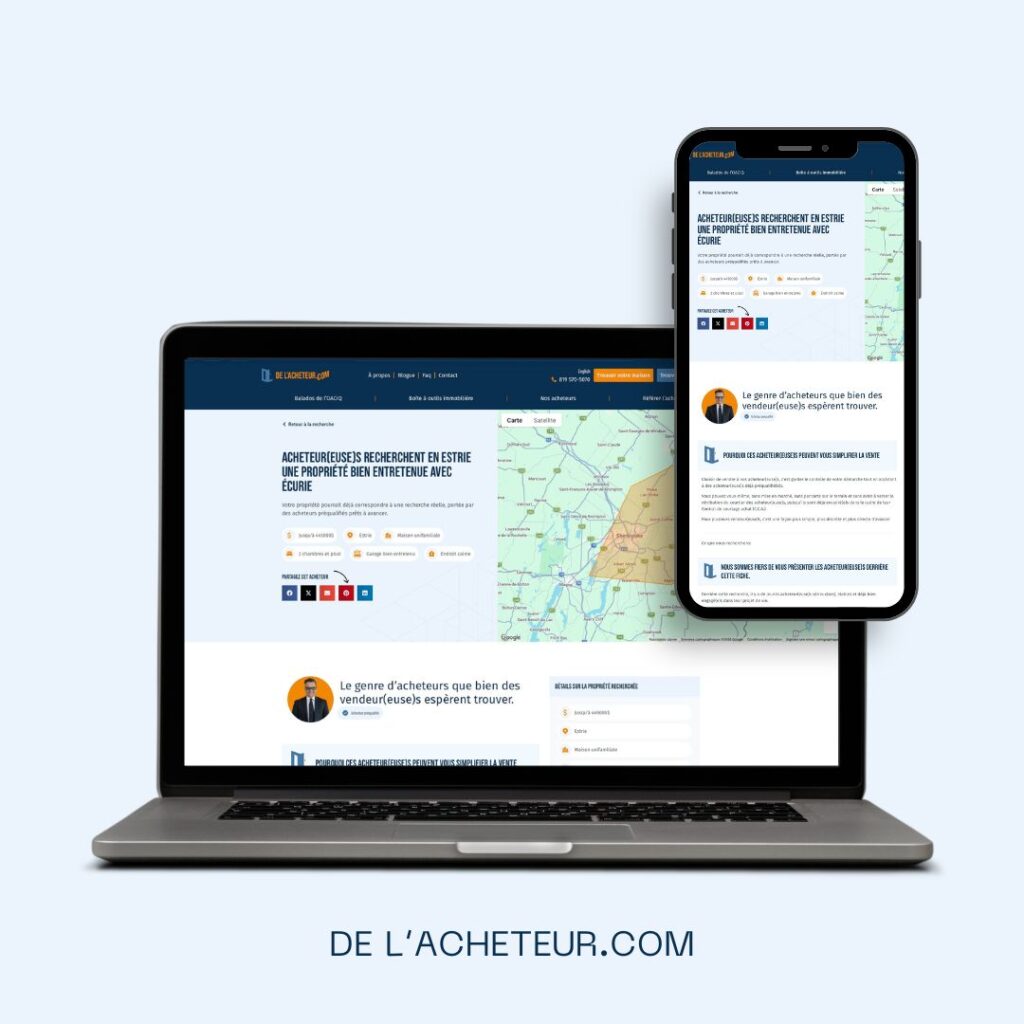 ALT : Ordinateur portable et téléphone affichant une fiche de projet d’achat représenté sur DeLacheteur.com